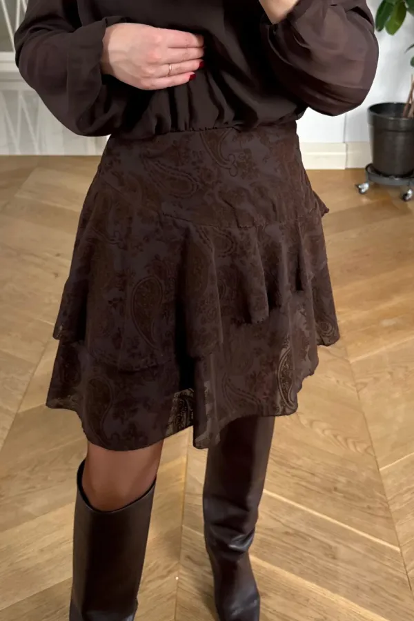 Pile Detaylı Şifon Mini Elbise