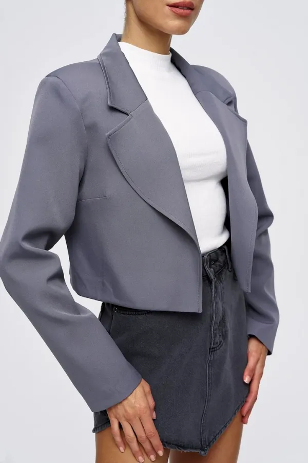 Women's Shoulder Padded Blazer Crop Jacket