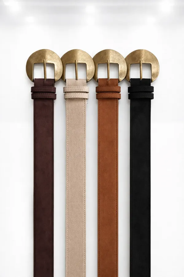 Oval Tokalı Süet Kadın Kemer