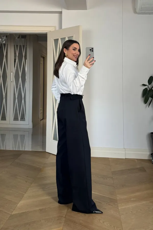 Pileli Palazzo Kadın Pantolon