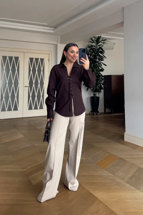 Straight Cut Ribbed Women's Trousers Straight Cut Ribbed Women's Trousers
