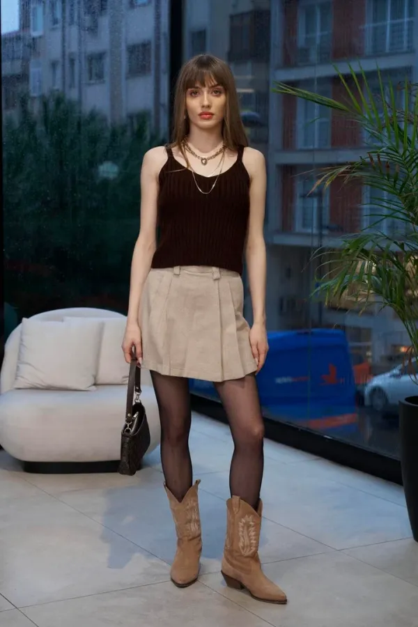 Fitilli Askılı Triko Bluz