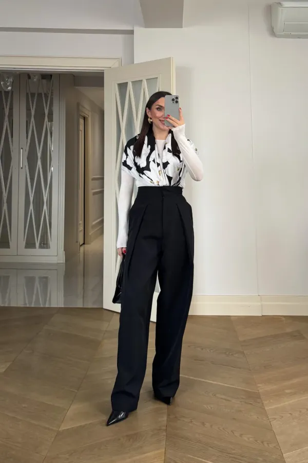 Pantalon bouffant plissé