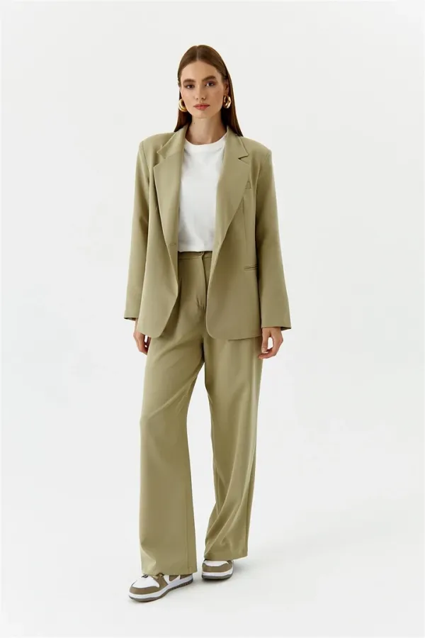 Pantalon palazzo taille haute à pinces pour femme