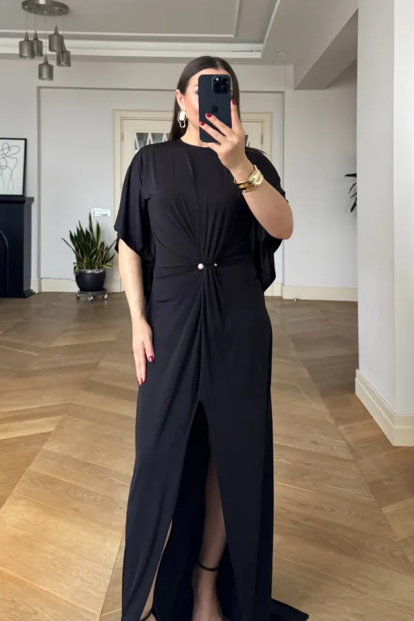 Batwing Sleeve Cape Detail Long Dress Batwing Sleeve Cape Detail Long Dress
