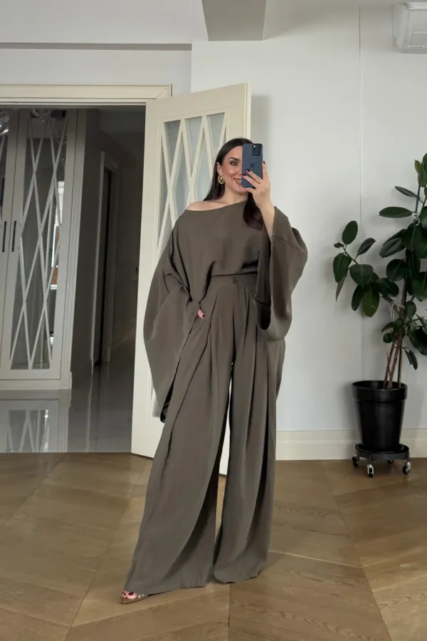 Pelerin Bluz Pantolon Kadın Takım