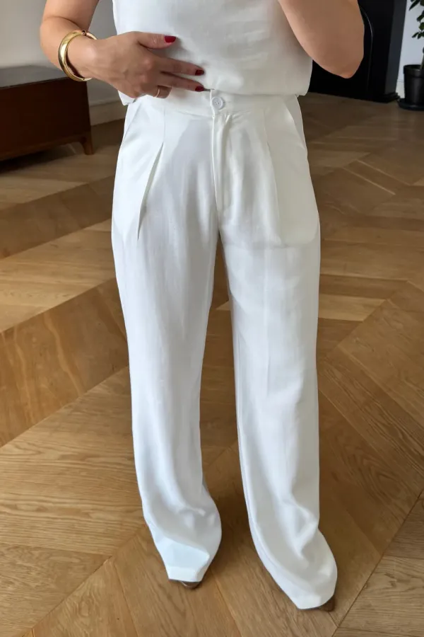 Sıfır Kol Bluz Pantolon Kadın Takım