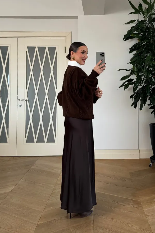 Gömlek Yaka Triko Kadın Kazak