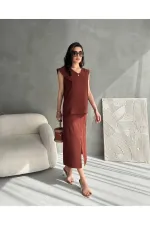 Ensemble deux pièces jupe d'été en tissu Aerobin pour femme avec fente sur le devant