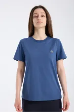 T-shirt à manches courtes pour femme, coupe classique, indigo