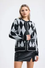 Pull en maille pailletée à motif baklava