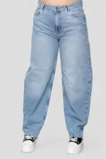 Kadın Kesik Paça Yüksek Bel Balon Kot Pantolon