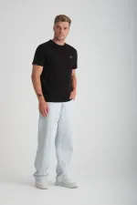 Erkek Regular Fit Yarım kollu T-Shirt Siyah