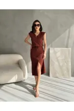 Ensemble deux pièces jupe d'été en tissu Aerobin pour femme avec fente sur le devant