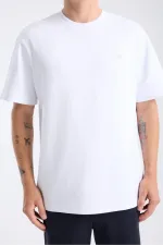 T-shirt blanc à manches courtes et coupe ample pour homme