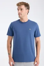 T-shirt à manches courtes pour homme, coupe classique, indigo