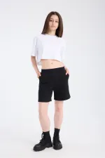 Kadın Crop Yarım kollu T-Shirt Beyaz