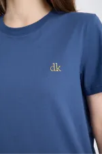 T-shirt à manches courtes pour femme, coupe classique, indigo