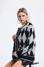 Pull en maille pailletée à motif baklava