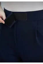 Pantalon palazzo noir en lycra pour femme avec fermeture velcro