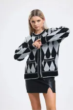 Pull en maille pailletée à motif baklava