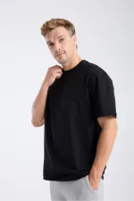 T-shirt à manches courtes pour homme, coupe ample, en tissu noir