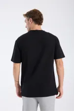 T-shirt à manches courtes pour homme, coupe ample, en tissu noir