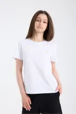 T-shirt blanc à manches courtes pour femme, coupe classique