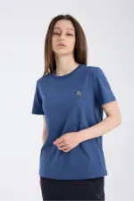 T-shirt à manches courtes pour femme, coupe classique, indigo