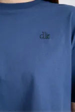 T-shirt court à manches courtes pour femme, couleur indigo