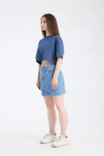 Kadın Slim Fit Denim Etek Light indigo