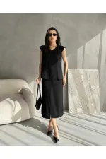 Ensemble deux pièces jupe d'été en tissu Aerobin pour femme avec fente sur le devant