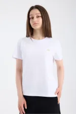 T-shirt blanc à manches courtes pour femme, coupe classique