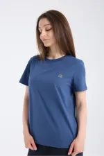 T-shirt à manches courtes pour femme, coupe classique, indigo
