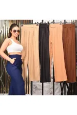 Women's Navy High-Waisted Velcro Palazzo Pants