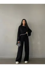 Ensemble pantalon en maille avec détails brodés sur le devant