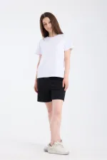 T-shirt blanc à manches courtes pour femme, coupe classique