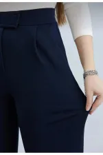 Pantalon palazzo noir en lycra pour femme avec fermeture velcro