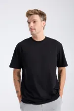 T-shirt à manches courtes pour homme, coupe ample, en tissu noir