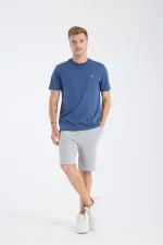 T-shirt à manches courtes pour homme, coupe classique, indigo