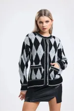 Pull en maille pailletée à motif baklava