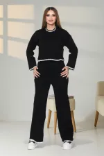 Ensemble en maille noire pour femme