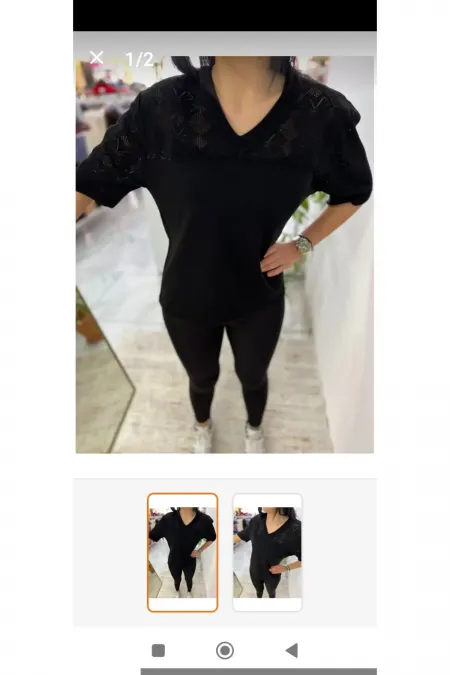 Women's Black V-Neck Thin Knit Blouse, Stylish Summer Casual Knit T-shirt, Sweater