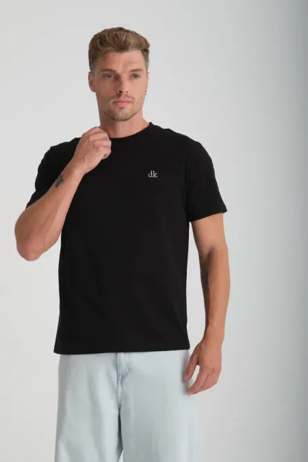 T-shirt noir à manches courtes pour homme, coupe classique