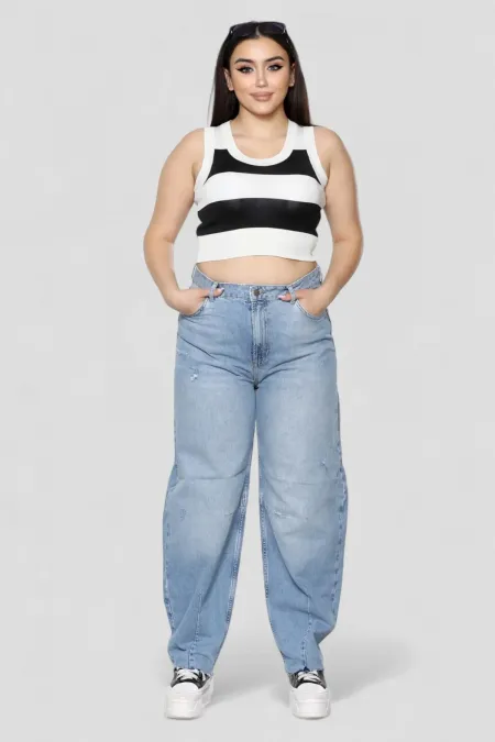 Women's Cropped Leg High Waist Balloon Jeans
