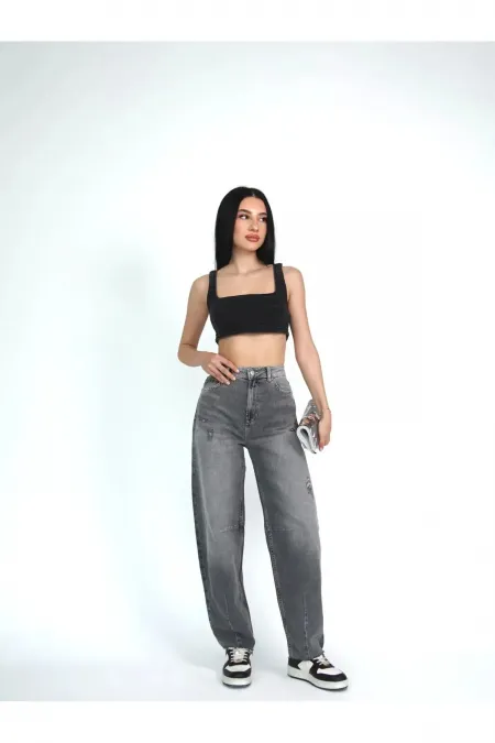 Women's Cropped Leg High Waist Balloon Jeans