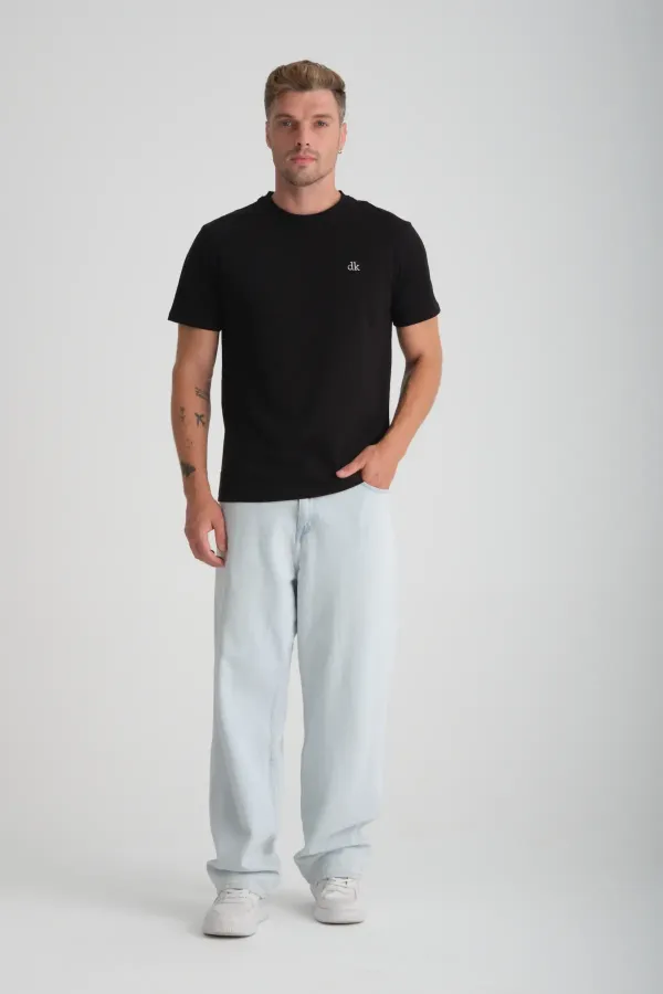 Erkek Regular Fit Yarım kollu T-Shirt Siyah