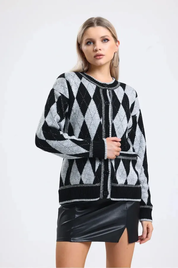 Pull en maille pailletée à motif baklava