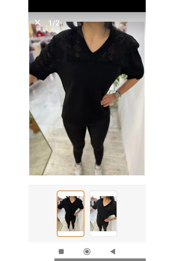 Women's Black V-Neck Thin Knit Blouse, Stylish Summer Casual Knit T-shirt, Sweater