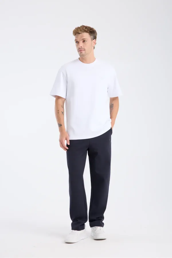 T-shirt blanc à manches courtes et coupe ample pour homme